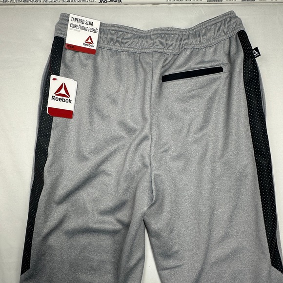 Reebok Mens Tapered Slim Joggers Gray Black Ankle Zip Sweatpants Medium NWT - Picture 3 of 9